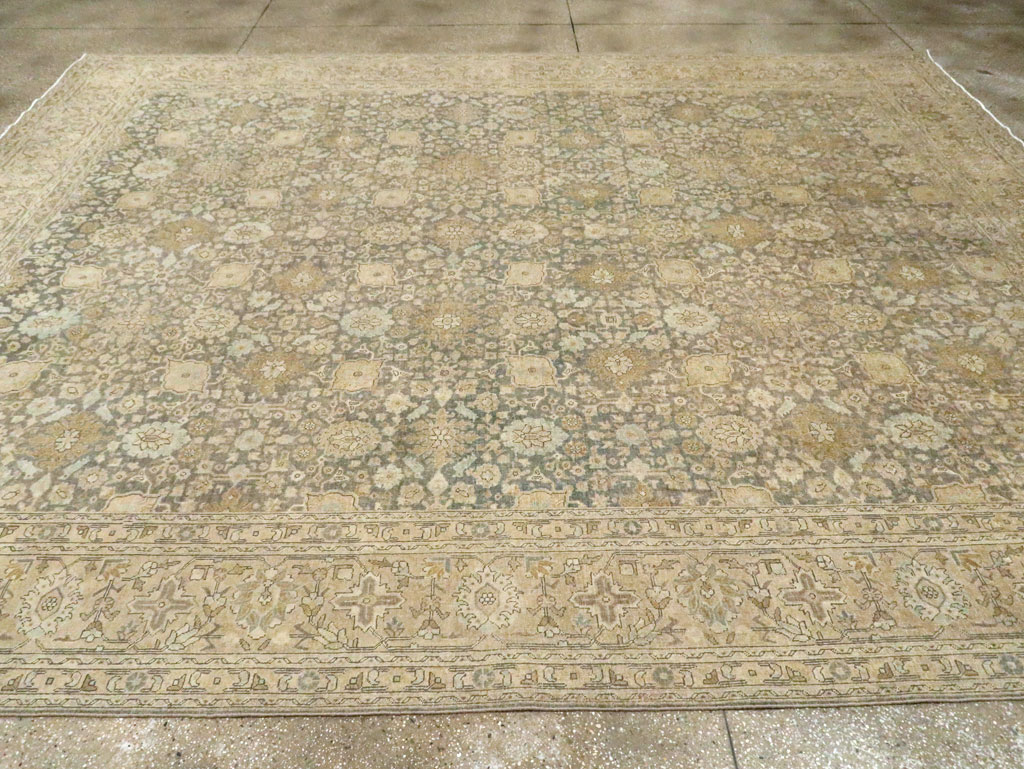 Antique Persian Tabriz Room Size Carpet, No.29053 - Staging
