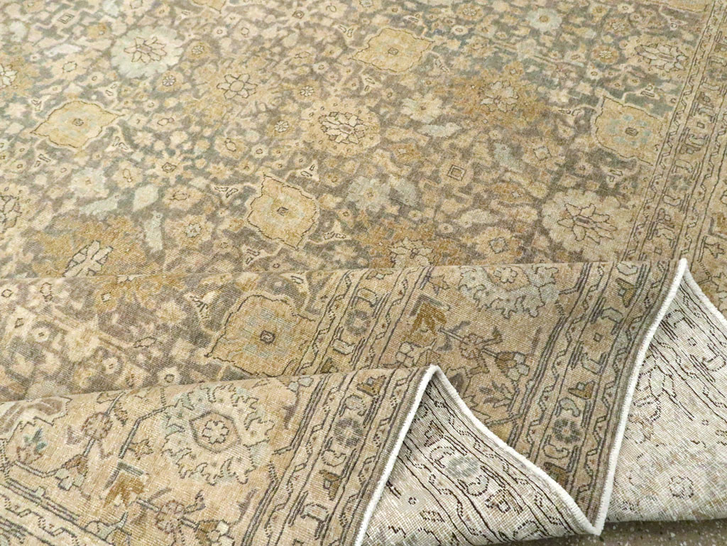 Antique Persian Tabriz Room Size Carpet, No.29053 - Staging