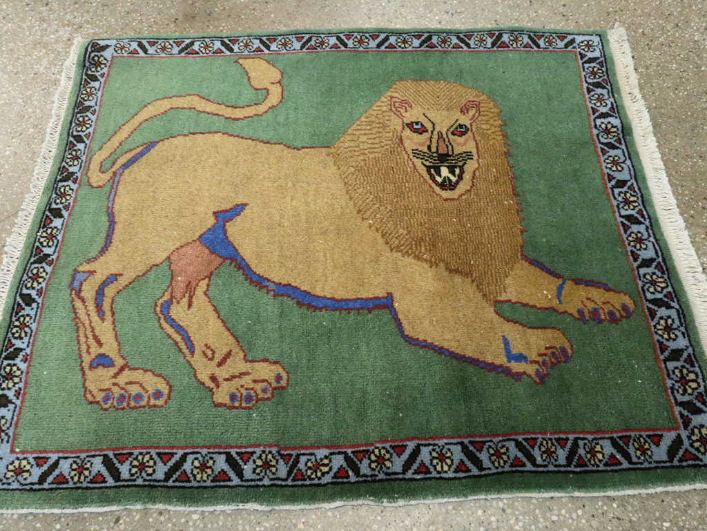 Vintage Persian Pictorial Tabriz Rug (Pair: 2 of 2), No.29060 - Staging