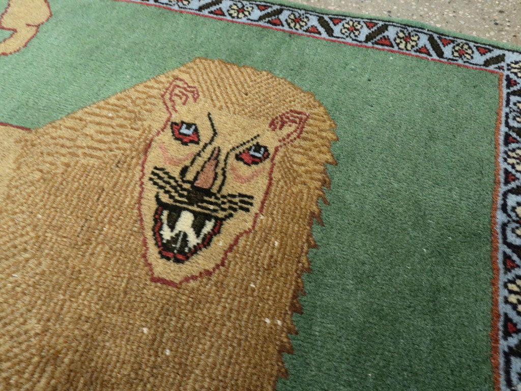 Vintage Persian Pictorial Tabriz Rug (Pair: 2 of 2), No.29060 - Staging