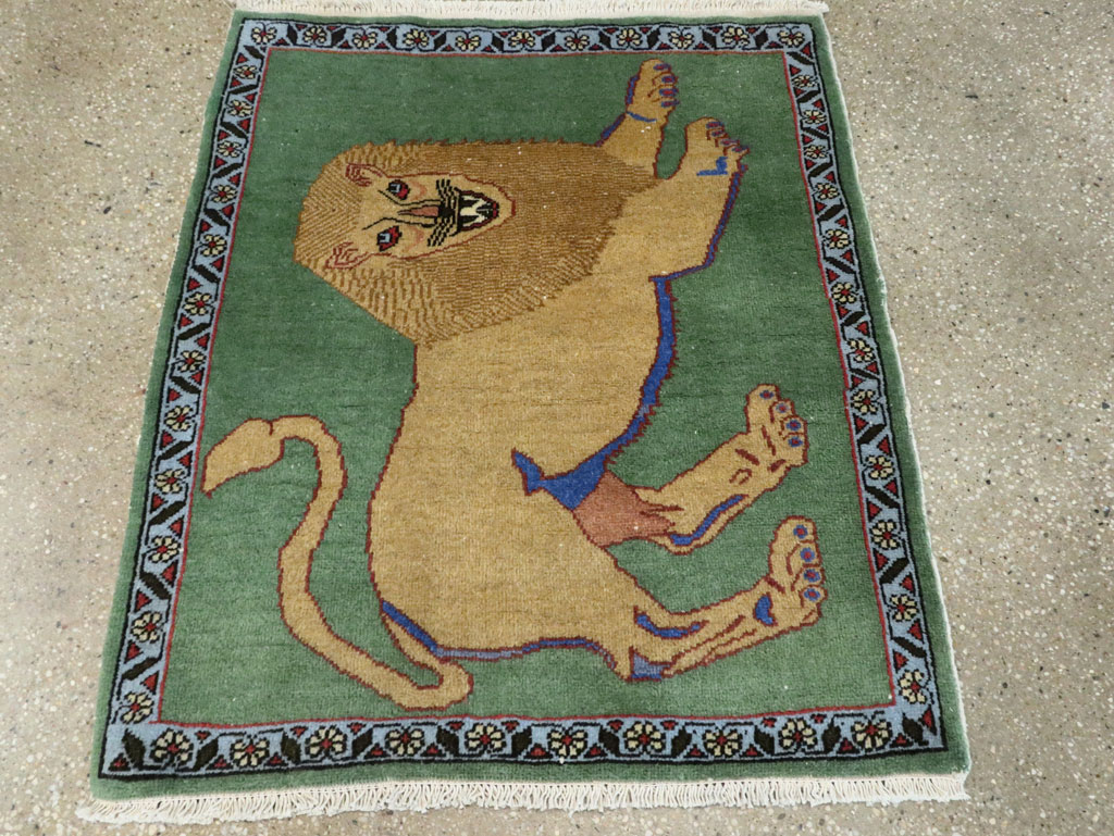 Vintage Persian Pictorial Tabriz Rug (Pair: 2 of 2), No.29060 - Staging