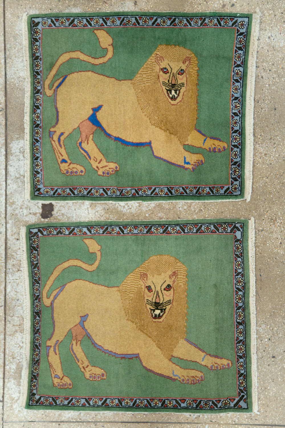 Vintage Persian Pictorial Tabriz Rug (Pair: 2 of 2), No.29060 - Staging