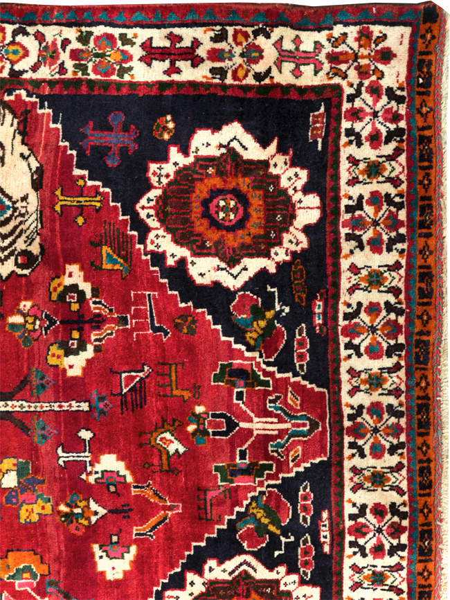 Vintage Persian Pictorial Shiraz Rug, No.29061 - Staging