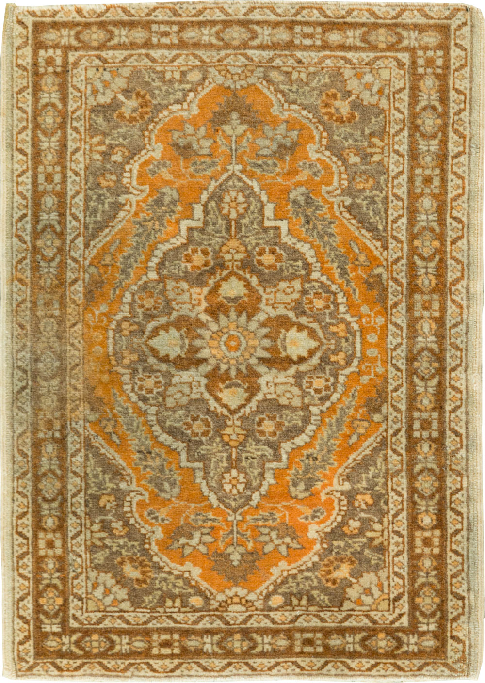 Vintage Persian Tabriz Throw Rug, No.29063 - Staging