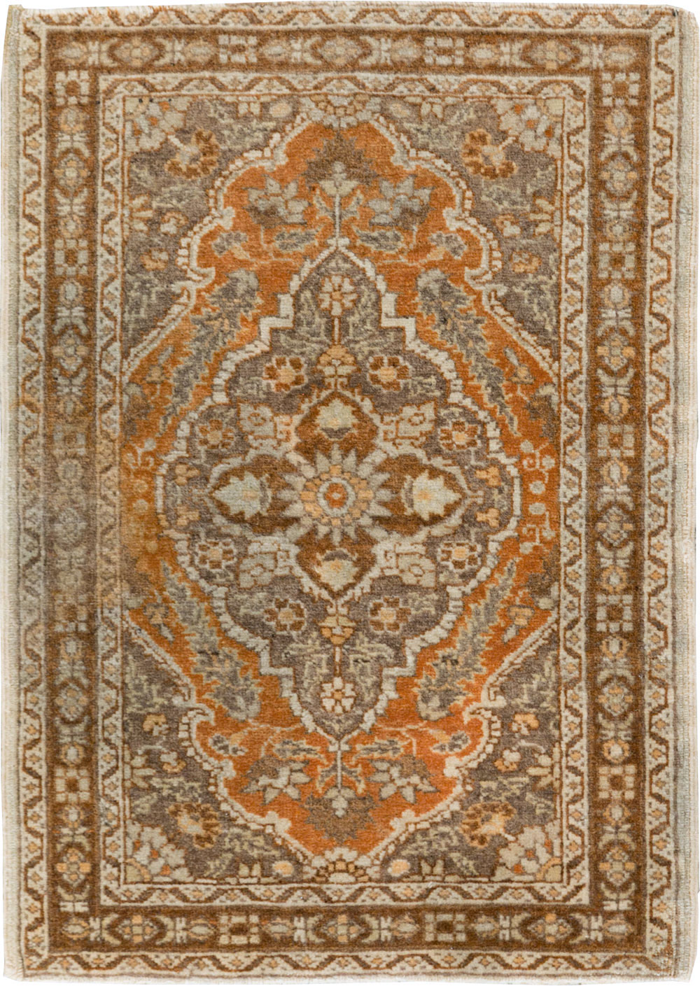 Vintage Persian Tabriz Throw Rug, No.29063 - Staging