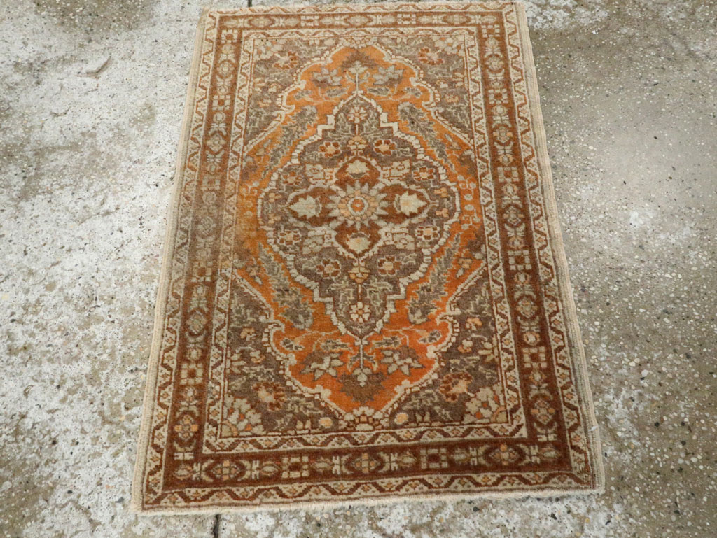 Vintage Persian Tabriz Throw Rug, No.29063 - Staging