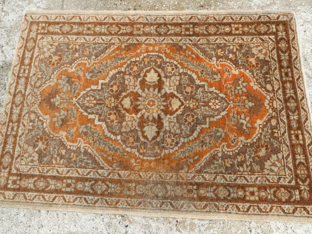 Vintage Persian Tabriz Throw Rug, No.29063 - Staging