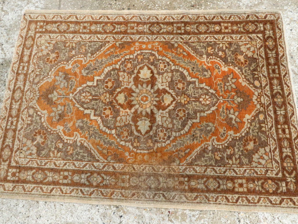 Vintage Persian Tabriz Throw Rug, No.29063 - Staging