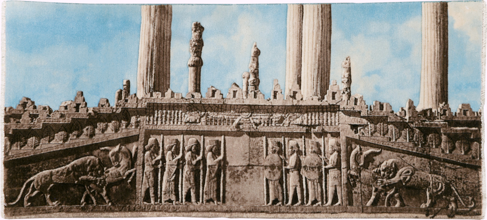 Vintage Persian Tabriz Pictorial Rug, No.29070 - Staging