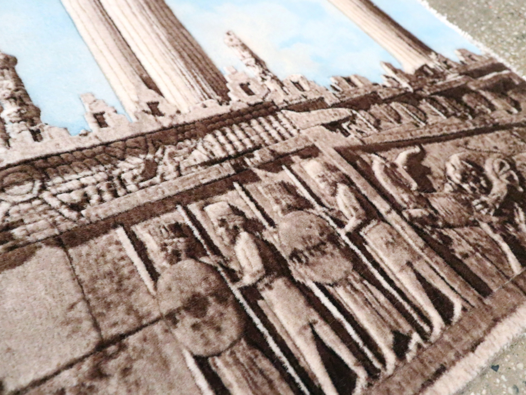 Vintage Persian Tabriz Pictorial Rug, No.29070 - Staging