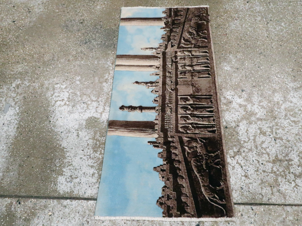 Vintage Persian Tabriz Pictorial Rug, No.29070 - Staging