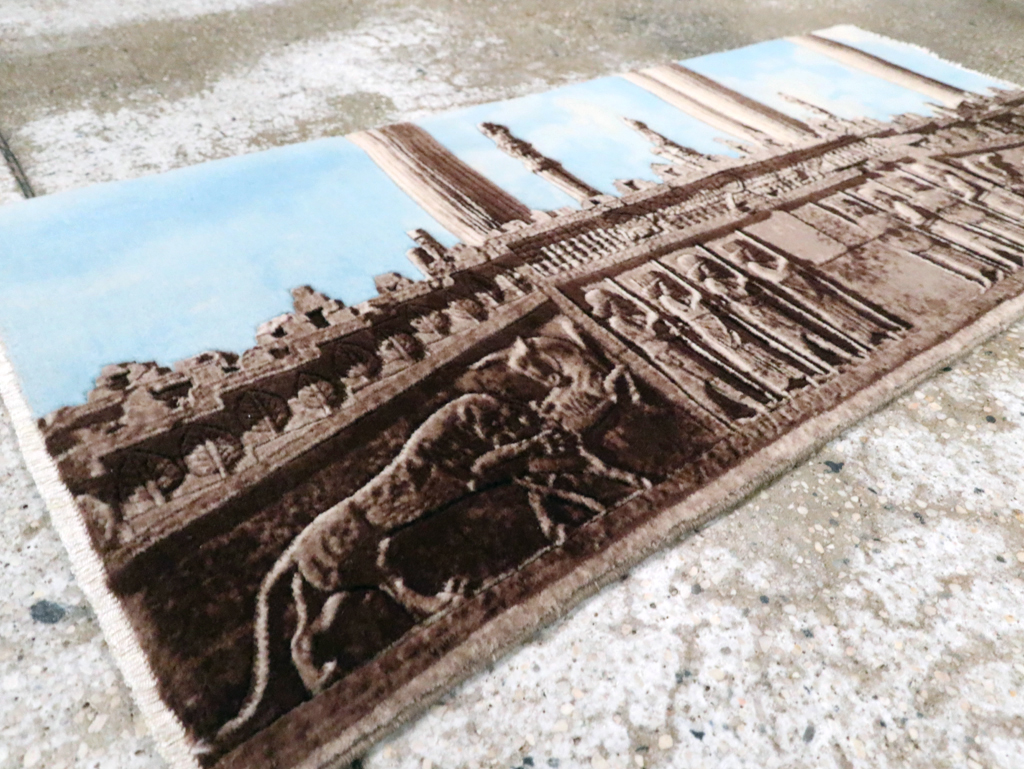 Vintage Persian Tabriz Pictorial Rug, No.29070 - Staging