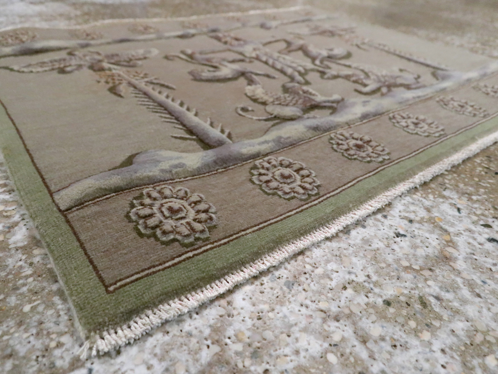 Vintage Persian Tabriz Pictorial Rug, No.29076 - Staging