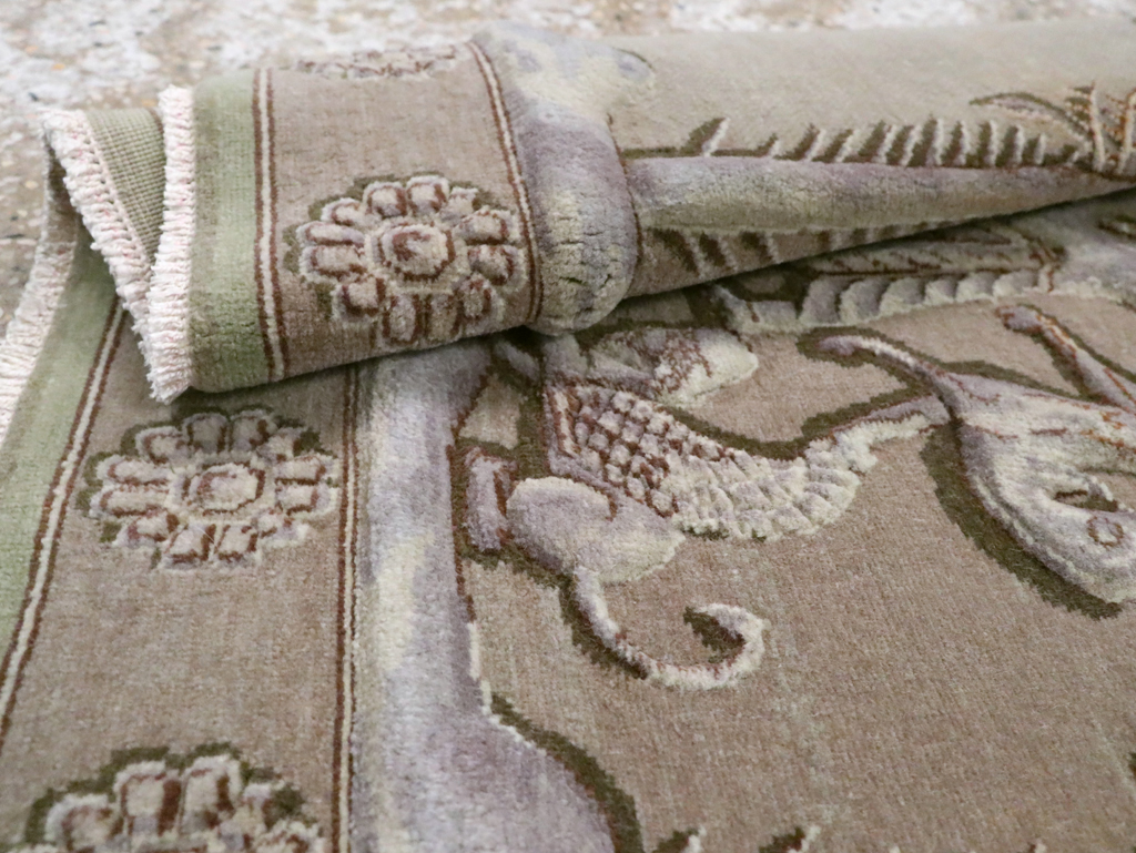 Vintage Persian Tabriz Pictorial Rug, No.29076 - Staging