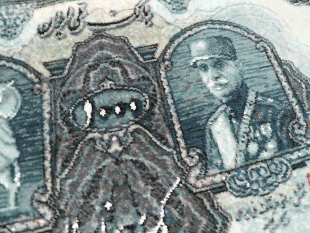 Modern Persian Tabriz Pictorial Rug, No.29078 - Staging