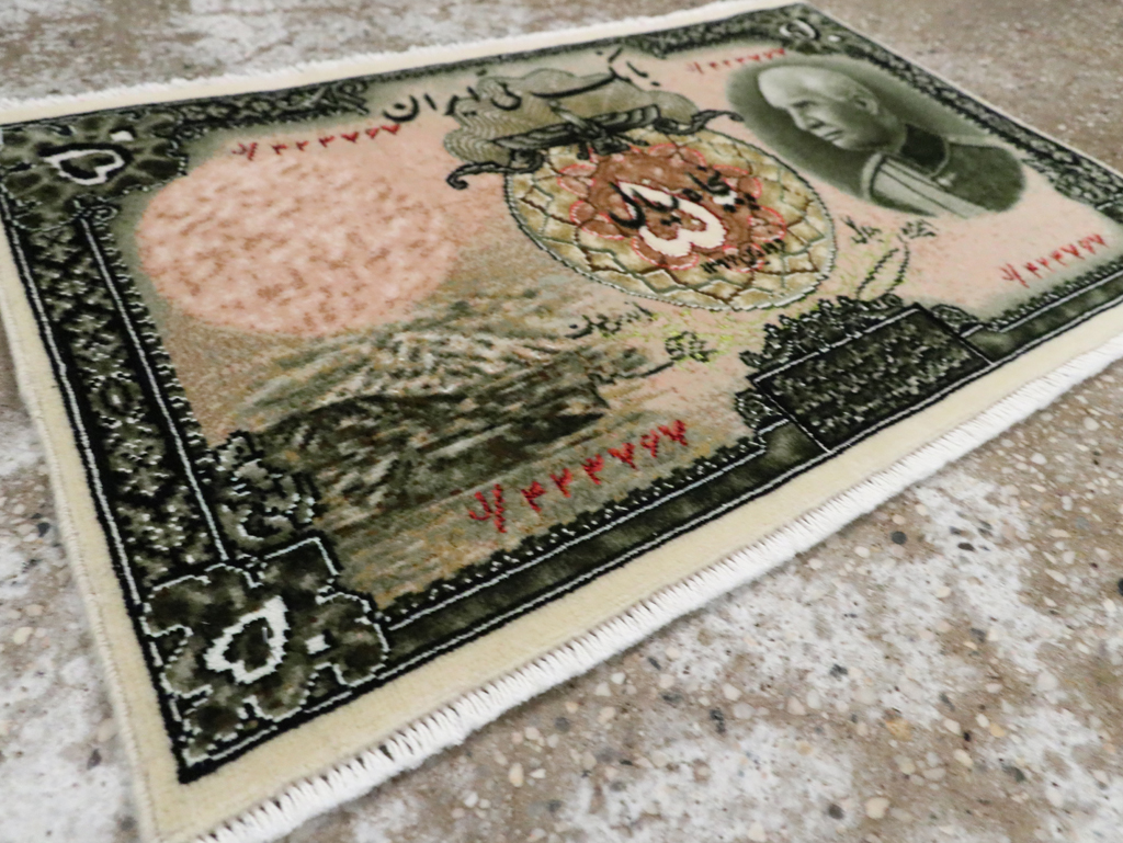 Vintage Persian Tabriz Pictorial Rug, No.29079 - Staging