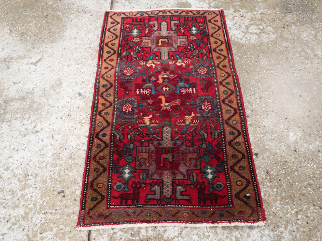 Vintage Persian Kurdish Pictorial Rug, No.29080 - Staging
