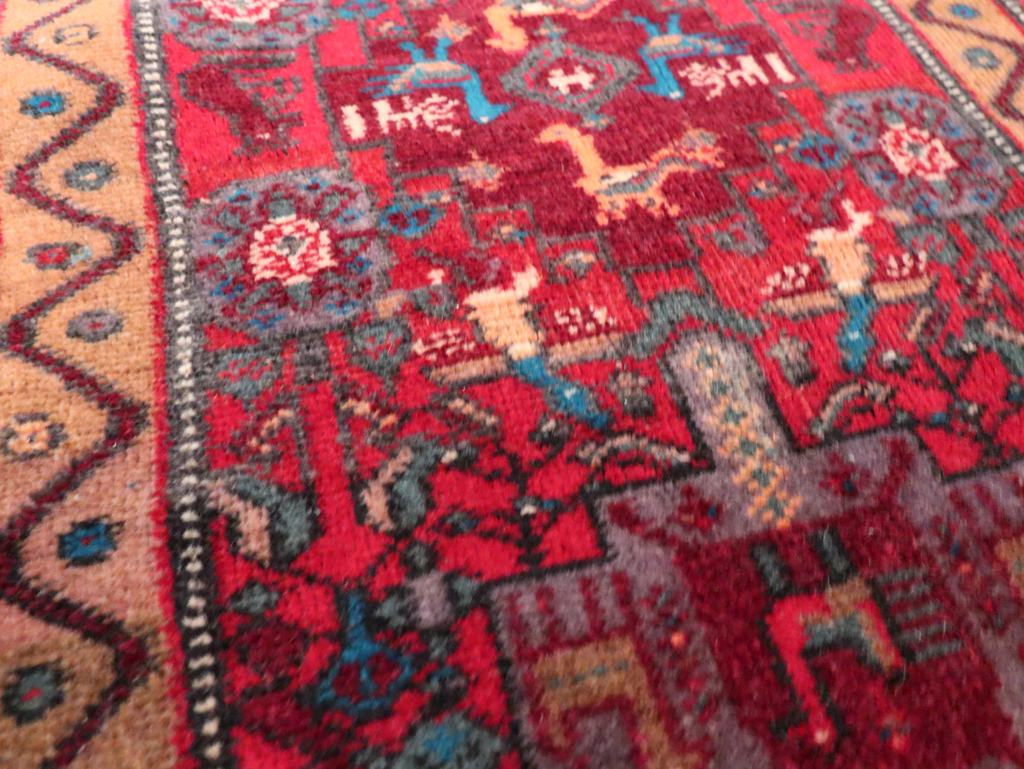 Vintage Persian Kurdish Pictorial Rug, No.29080 - Staging