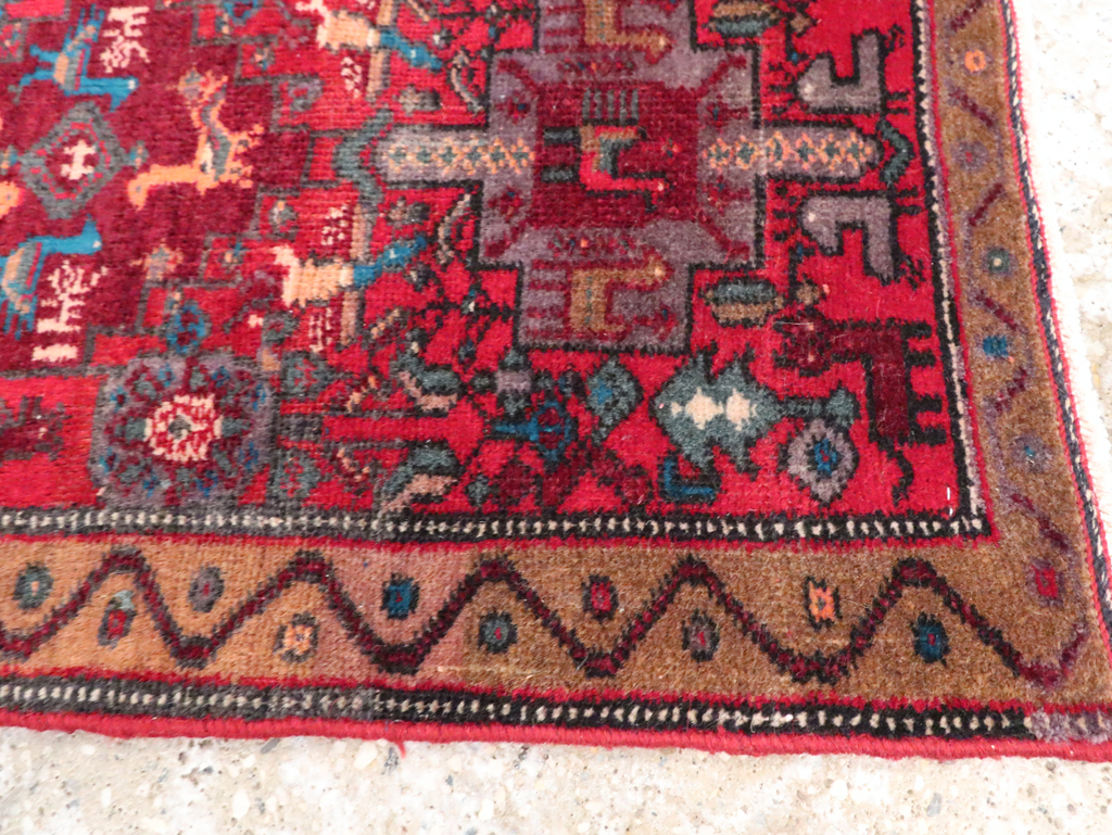 Vintage Persian Kurdish Pictorial Rug, No.29080 - Staging