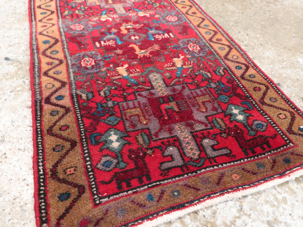 Vintage Persian Kurdish Pictorial Rug, No.29080 - Staging