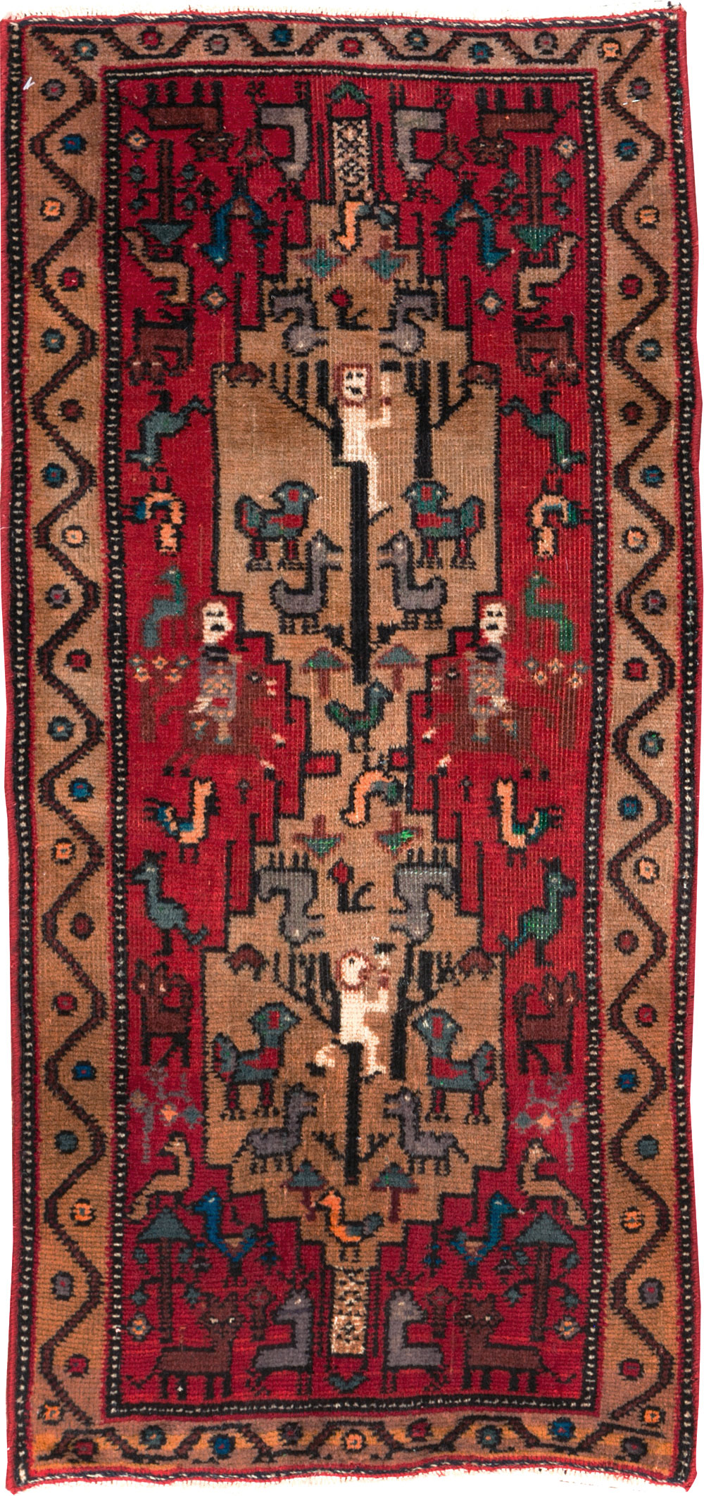 Vintage Persian Kurdish Pictorial Rug, No.29081 - Staging