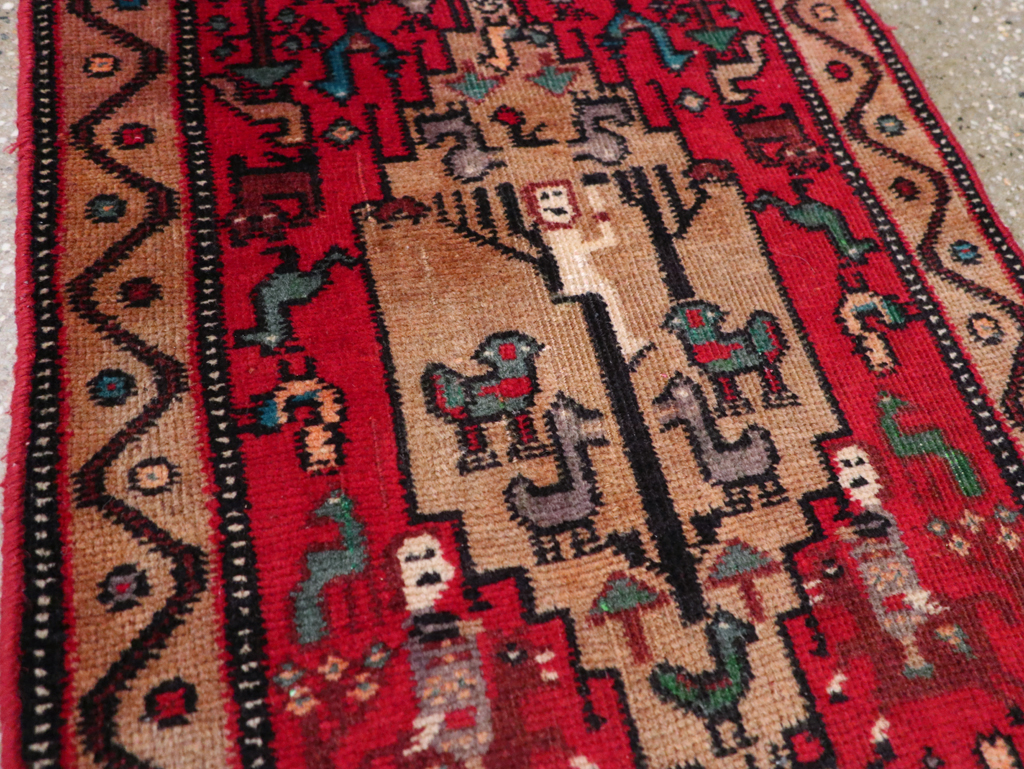 Vintage Persian Kurdish Pictorial Rug, No.29081 - Staging