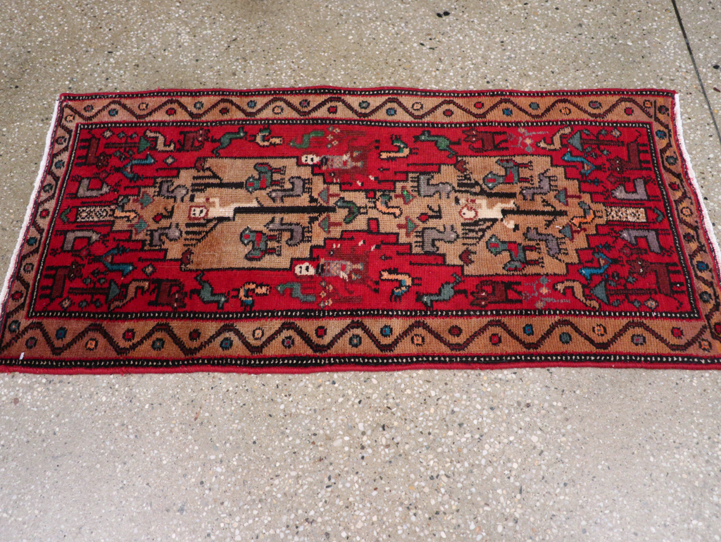 Vintage Persian Kurdish Pictorial Rug, No.29081 - Staging