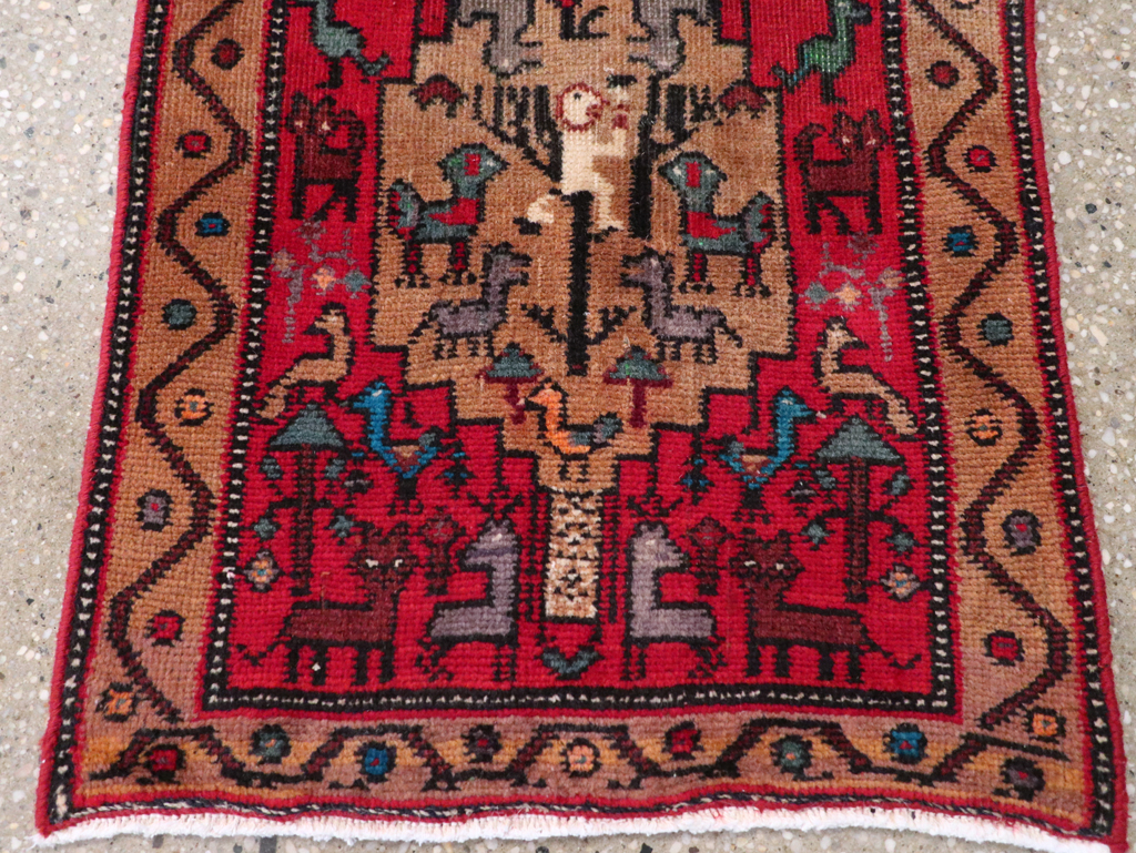 Vintage Persian Kurdish Pictorial Rug, No.29081 - Staging