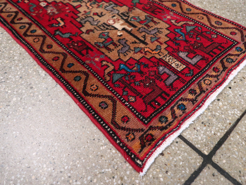 Vintage Persian Kurdish Pictorial Rug, No.29081 - Staging