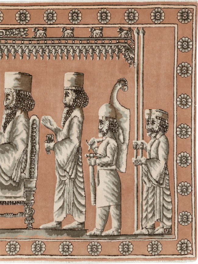 Vintage Persian Pictorial Tabriz Rug, No.29083 - Staging