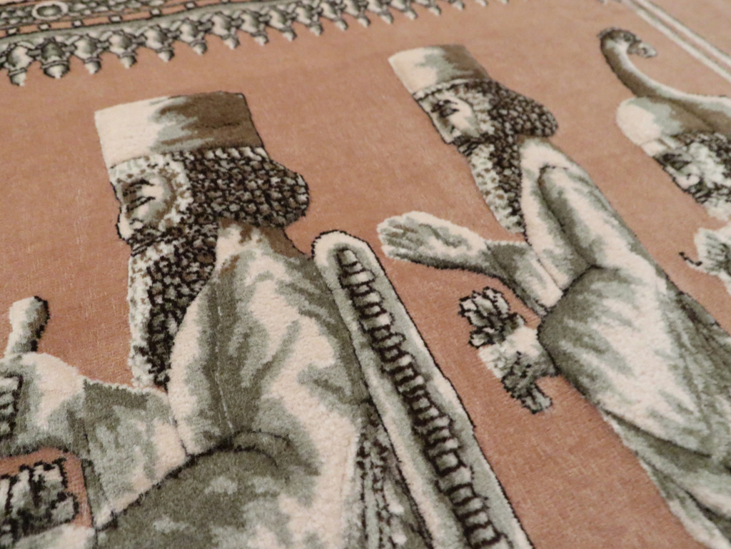 Vintage Persian Pictorial Tabriz Rug, No.29083 - Staging