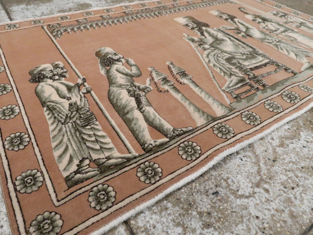 Vintage Persian Pictorial Tabriz Rug, No.29083 - Staging