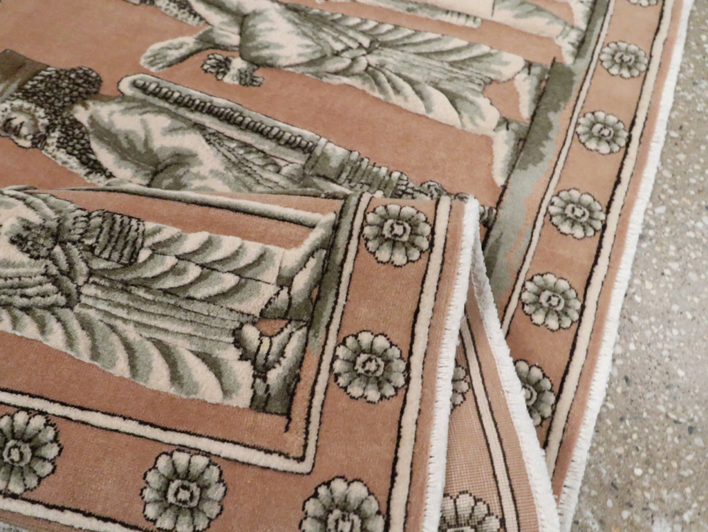 Vintage Persian Pictorial Tabriz Rug, No.29083 - Staging