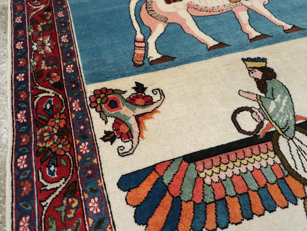 Vintage Pictorial Bakhtiari Rug, No.29084 - Staging