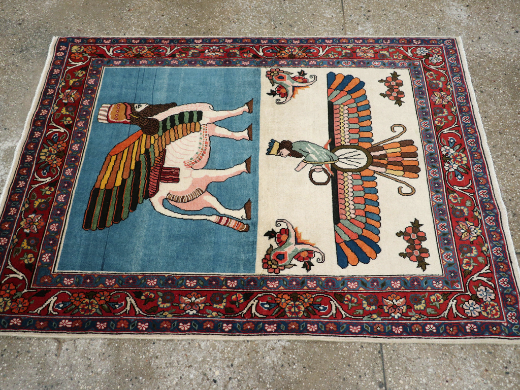 Vintage Pictorial Bakhtiari Rug, No.29084 - Staging
