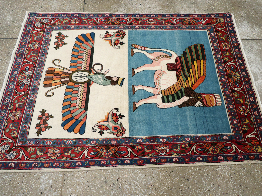 Vintage Pictorial Bakhtiari Rug, No.29084 - Staging