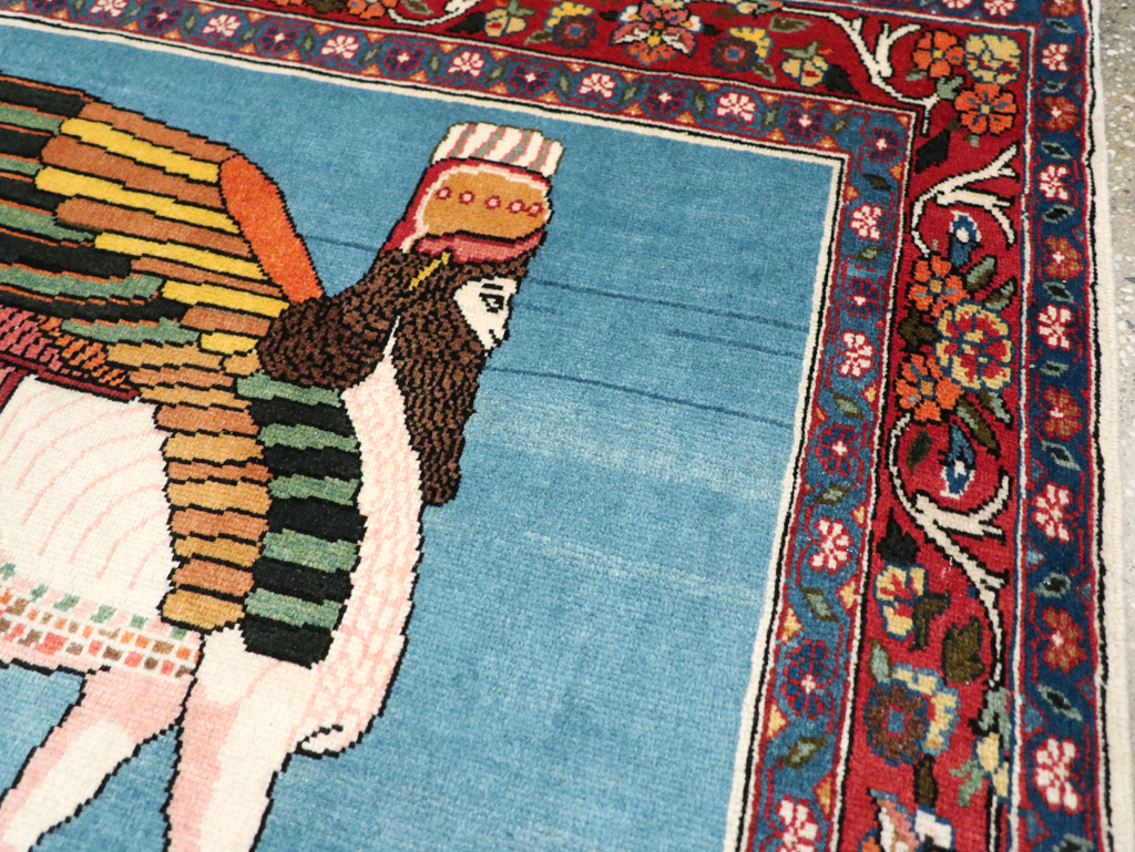 Vintage Pictorial Bakhtiari Rug, No.29084 - Staging