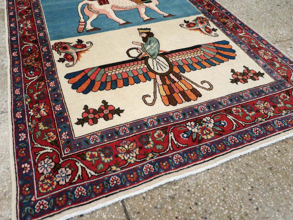 Vintage Pictorial Bakhtiari Rug, No.29084 - Staging