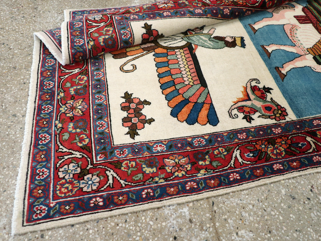 Vintage Pictorial Bakhtiari Rug, No.29084 - Staging