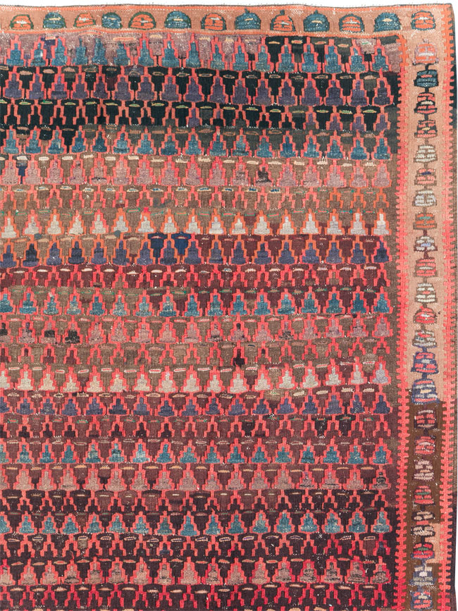 Vintage Persian Flatweave Kilim Gallery Rug, No.29087 - Staging