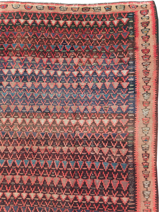 Vintage Persian Flatweave Kilim Gallery Rug, No.29087 - Staging