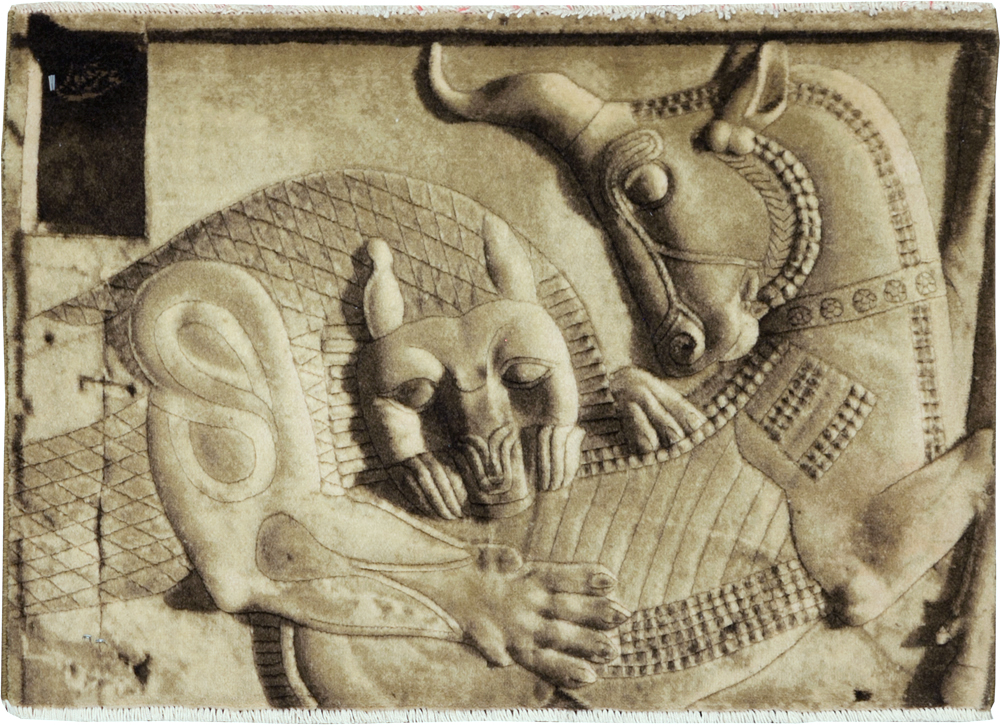 Vintage Persian Tabriz Pictorial Rug, No.29089 - Staging