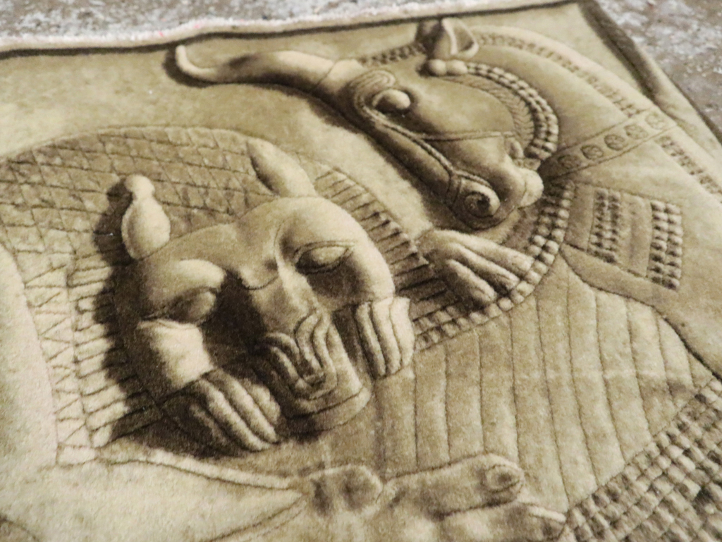 Vintage Persian Tabriz Pictorial Rug, No.29089 - Staging