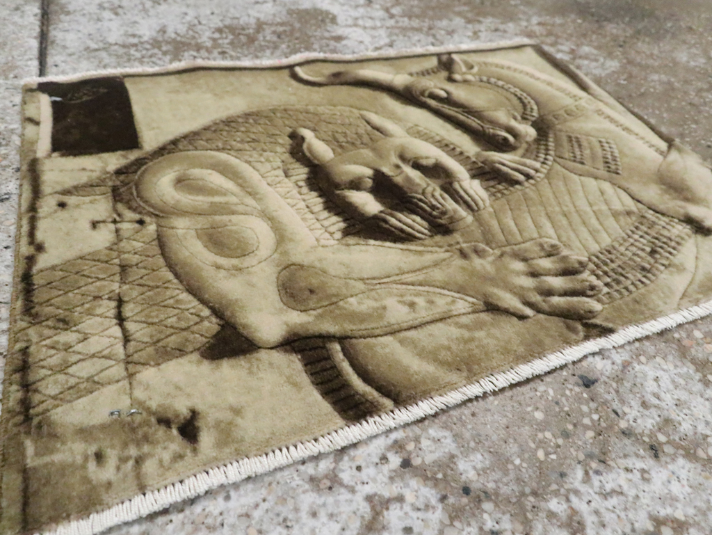 Vintage Persian Tabriz Pictorial Rug, No.29089 - Staging