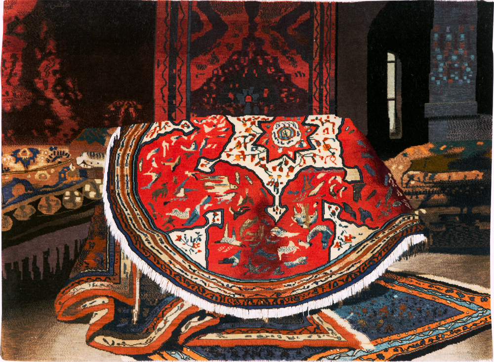 Vintage Persian Tabriz Pictorial Rug, No.29090 - Staging