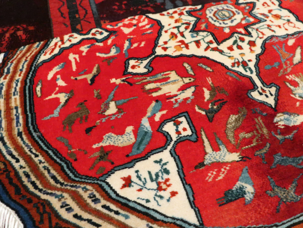 Vintage Persian Tabriz Pictorial Rug, No.29090 - Staging