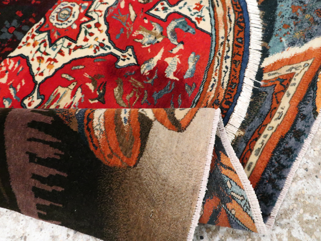 Vintage Persian Tabriz Pictorial Rug, No.29090 - Staging