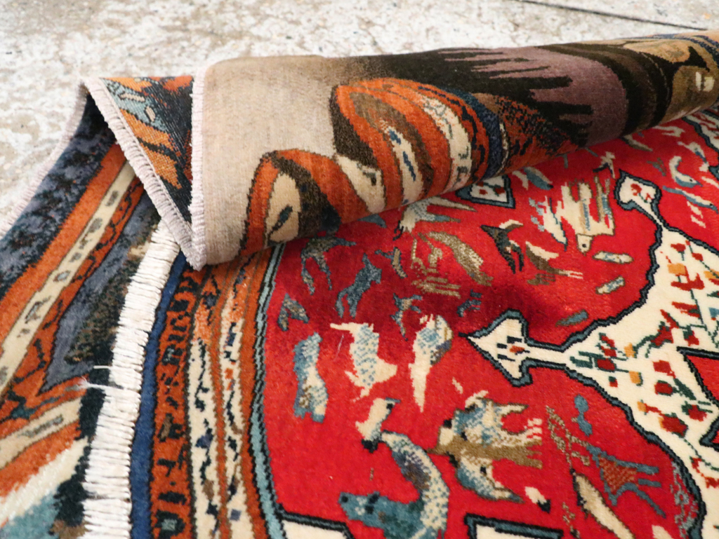 Vintage Persian Tabriz Pictorial Rug, No.29090 - Staging