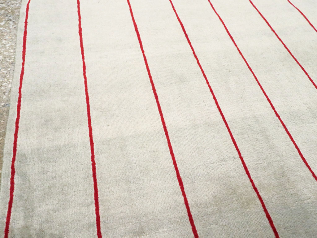 Vintage Persian Art Deco Mashad Throw Rug (Pair: 2 of 2), No.29098 - Staging