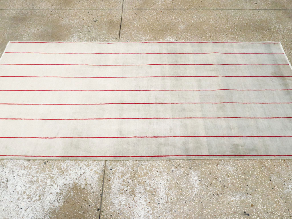 Vintage Persian Art Deco Mashad Throw Rug (Pair: 2 of 2), No.29098 - Staging